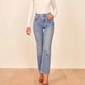 Reformation Cynthia High Rise Straight cropped Jeans In Colorado wash Denim 27